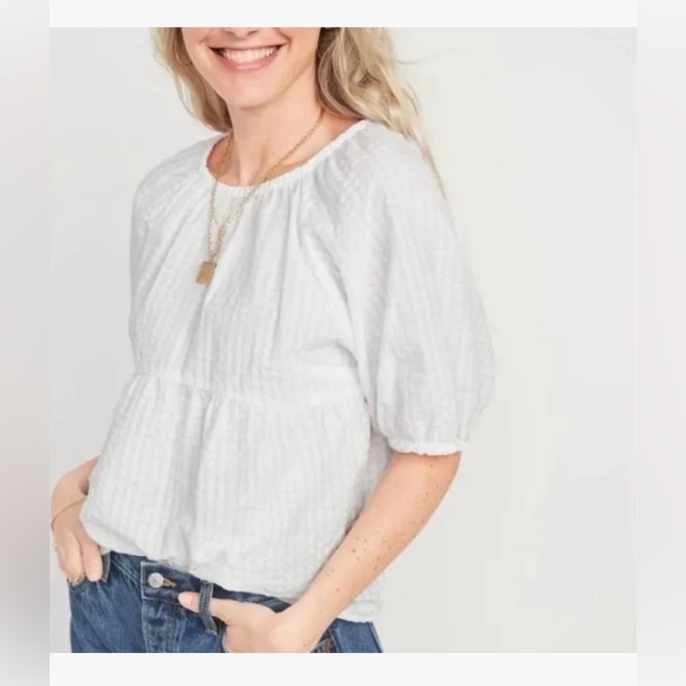 NWT Old Navy white baby doll puff sleeve top - SIZE XL
